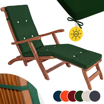 Image de Detex Coussin pour chaise longue vert pour siège inclinable coussin pour bain de soleil relaxation intérieur extérieur hydrofuge