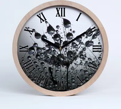 Produktbild von Holzuhr 25fi cm wanduhr - schwarze Spitzen - Löwenzahn Samen