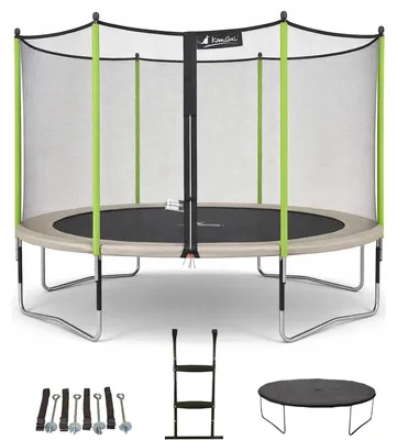 Produktbild von KANGUI - Trampolin Ø 430cm + Netz + Leiter + Abdeckung + Verankerungsset - JUMPI 430