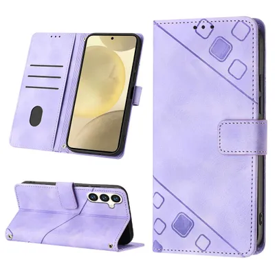 Produktbild von Hülle für Samsung Galaxy S25+ Prägung Flip Leder Brieftasche Schutzhülle mit Ständer Lila