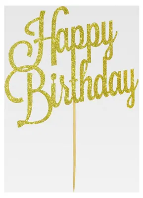 Produktbild von Torten Kuchen Topper Aufsatz Happy Birthday Geburtstag Deko - Gold mit Glitzereffekt