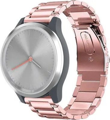 Produktbild von Strap-it Stahlarmband - Kompatibel mit Garmin Vivomove 3s Armband 39mm - Gliederarmband Hochwertiger EdelstahlFaltschließe für Armband Rosa 18mm Smartwatch