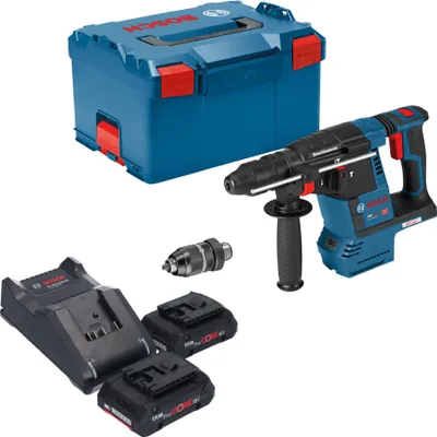 Obrázok produktu pre Akumulátorové vŕtacie kladivo Bosch GBH 18V-26 F Professional 18 V 2,6 J SDS plus Brushless + 2x akumulátor ProCORE 4,0 Ah + nabíjačka + L-Boxx