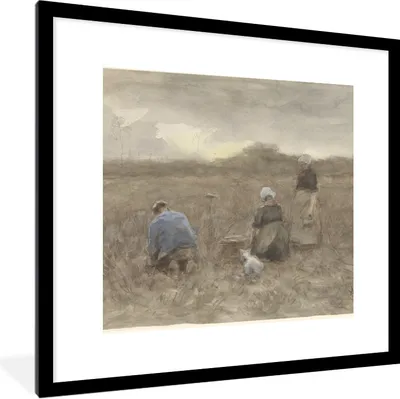 Produktbild von MuchoWow® Gerahmtes Poster Kartoffelerntemaschinen - Gemälde von Anton Mauve 40x40 cm - Poster mit Schwarzem Bilderrahmen Wandposter Rahmen Foto Bilder - Poster - Plakat im Rahmen
