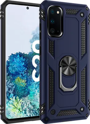 Produktbild von LaimTop Galaxy S20 Hülle, Hybrid Robuste Rüstung Drehbarer Ring Halter Ständer Dual Layer Hard PC + TPU Stoßfest Schutzhülle für Samsung Galaxy S20 Blau