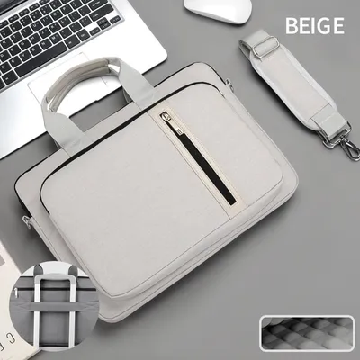 Produktbild von Stoßfeste Computertasche Tragbare Einzelschulter-Notebooktasche, Beige-17 Zoll