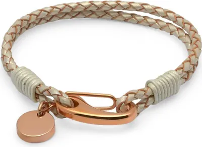Produktbild von Weißes Unique Lederarmband mit Edelstahlverschluss LB0353