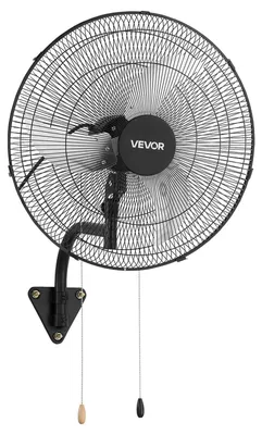 Productafbeelding van VEVOR 65W Industriële Wandventilator, 57 cm, 6 m/s. Oscillerende wandventilator met 3 standen en verstelbare hellingshoek. Geschikt voor commercieel gebruik in werkplaatsen, garages, opslagruimtes en sportscholen. Kleur: zwart