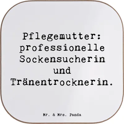 Produktbild von Mr. & Mrs. Panda Personalisierte Untersetzer Pflegemutter Heldin - Weiß - Geschenk, Alltagsheldin, Bierdeckel bedruckt, Liebe, Pflegekind, Trost, handgemacht, Mit Namen