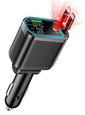 4-in-1 USB-C Autolader, 83W, 12V, für iPhone & Samsung