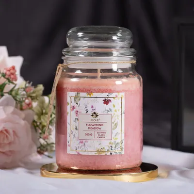 Image de ARÔME Bougie 560 g, en verre, Prairie fleurie