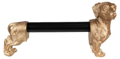 Obrázek produktu pro Clayre & Eef Držák na kuchyňské role Pes 46x15x23 cm Zlatá barva Černá polyresinová hmota