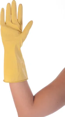 Obrázek produktu pro Hygostar 25968 Haushaltshandschuhe Bettina gelb Gr. 7/S Latex beflockt