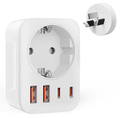 Immagine prodotto di Adattatore universale da viaggio per l'Australia, con 2 porte USB e 1 porta USB-C