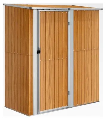 Produktbild von Gartenhaus 180,5x97x209,5 cm aus verzinktem Stahl in Holzoptik