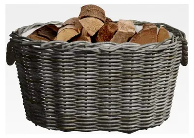 Produktbild von Holzkorb mit Tragegriffen 60x40x28 cm Grau Weide