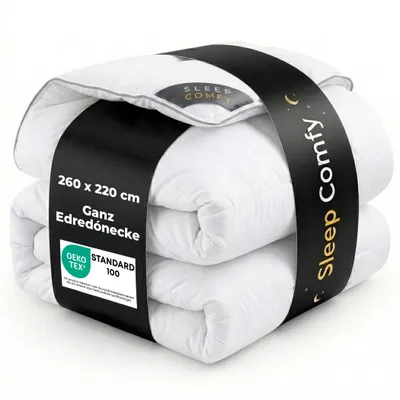 Produktbild von Sleep Comfy – White Soft Serie – 260x220 cm – 4-Jahreszeiten Bettdecke – Ganzjahresdecke – Allergikergeeignet – Atmungsaktiv & Komfortabel