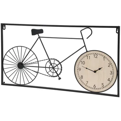 Produktbild von Wanddekoration aus Metall im Retro-Design mit Uhr und Fahrrad, 60 x 32 x 5 cm