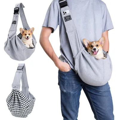 Immagine prodotto di Borsa per cani Trasportino per cani di piccola taglia - Regolabile - Con cinghia di sicurezza - Fino a 7,5 kg - Grigio