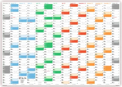 Produktbild von Rainbow Premium Classic2 Wandkalender / Wandplaner DIN A0 2027 (gerollt) Format (841 x 1189 mm) 14 Monate