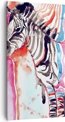 Produktbild von Bild auf Leinwand - Leinwandbild - Zebra Tiere Natur bunte - 55x100cm - Wand Bild - Wanddeko - Leinwanddruck - Bilder - Kunstdruck - Wanddekoration - Leinwand bilder - Wandkunst - PA55x100-3075