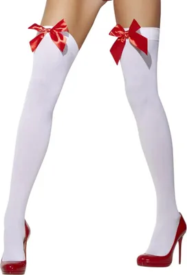 Image de Smiffys - Bas pour femmes SM3271 (taille unique) (Blanc/Rouge)