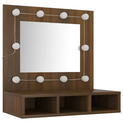 Image de vidaXL Armoire de toilette avec LED brun imitation chêne 60x31,5x62 cm