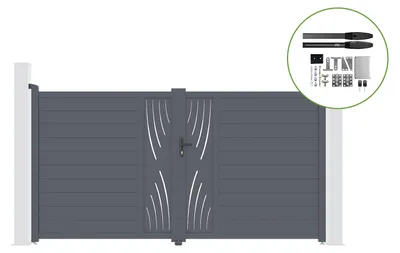Produktbild von Flügeltor elektrisch 3m VELETA H.180cm + Drehtorantrieb HICKER B200