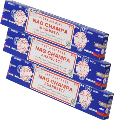 Produktbild von 3x Satya Nag Champa Räucherstäbchen 45g – Spirituelles Räucherwerk aus Indien
