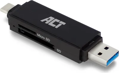 Obrázek produktu pro ACT AC6375, MicroSD (TransFlash), SD, Černá, 5000 Mbit/s, ABS (akrylonitril-butadien-styren), USB 3.2 Gen 1 (3.1 Gen 1), 80 mm