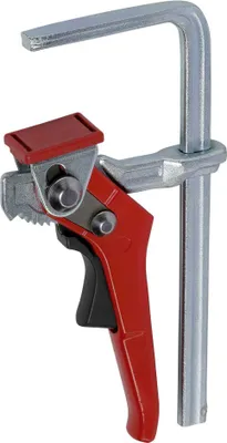 A close-up studio shot of a Bessey GTRH table clamp against a white background.
