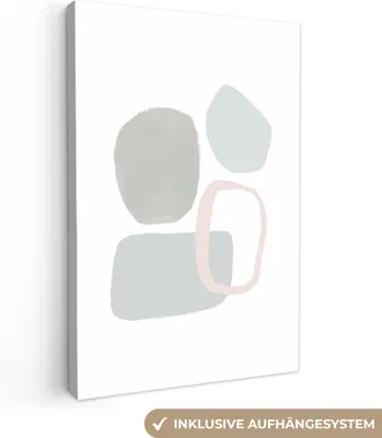 Produktbild von MuchoWow® - Leinwandbilder - Linienkunst - Abstrakt - Pastell, Wandbild, Wanddeko Bilder Wohnzimmer, 40x60 cm