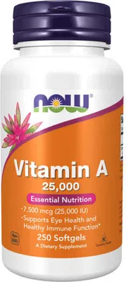 Obrázok produktu pre Vitamín A 25000 IU 250 mäkkých kapsúl Now Foods