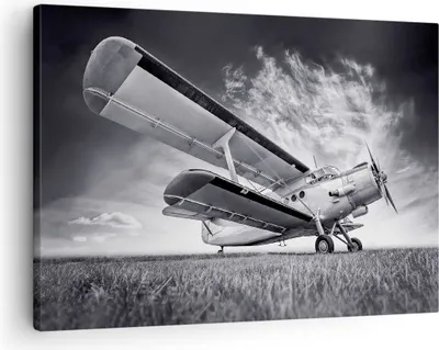 Produktbild von Bild auf Leinwand - Leinwandbild - Einteilig - Flugzeug An-2 Schwarzweiß - 70x50cm - Wand Bild - Wanddeko - Wandbilder - Leinwanddruck - Bilder - Wanddekoration - Leinwand bilder - AA70x50-4363