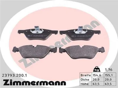 Produktbild von Zimmermann Bremsbeläge vorne für BMW E60 E61 + Touring 520 523 525 d i
