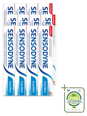 Immagine prodotto di 12 tubetti di dentifricio Sensodyne gusto menta fresca per denti sensibili, 75 ml - confezione grande - 12 pezzi