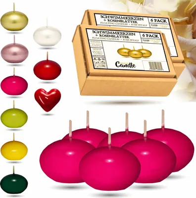 Image de CANDLE HARMONY Bougies flottantes 6 STK Ø 40 mm avec  Pétales de rose | Couleurs festives Bougie flottante Maison Noël (Rose)