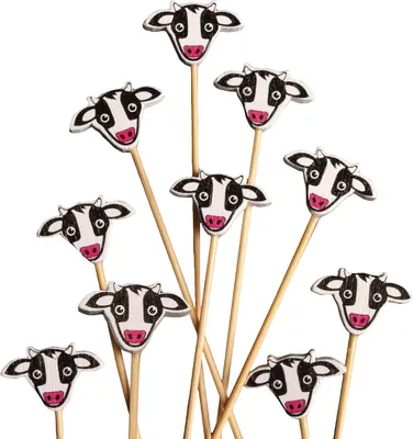 Productafbeelding van Cocktail Prikkers - Tandenstokers Roerstaafjes - Hapjes Garneren - Koeien Eind Decoratie - 15 cm - Natuurlijk