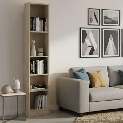 Produktbild von Bücherregal mit fünf Fächern, Eichenfarbe, 40 x 203 x 27 cm
