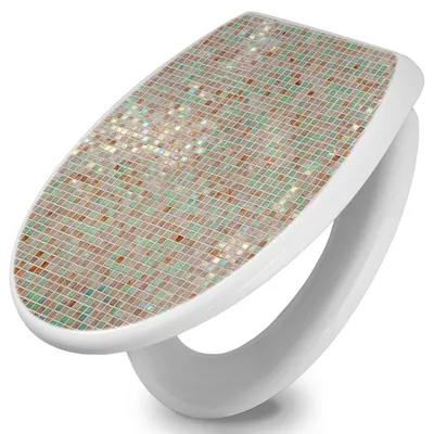Produktbild von banjado Toilettendeckel mit Absenkautomatik 37,3x45x5cm -Grüne Fliesen - WC Brille Soft Close - hygienischer Toilettendeckel/Klodeckel Duroplast mit Edelstahl Scharnieren - einfache Montage [TDW 11375]