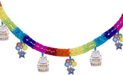 Produktbild von Happy Birthday Papiergirlande Regenbogen | 400x43cm