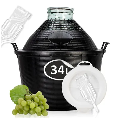 Zdjęcie produktu dla Zestaw - balon 34 L - dama w koszu z szerokim otworem + kaptur + rurka