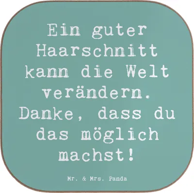 Produktbild von Mr. & Mrs. Panda Tischschoner Spruch Friseur Wunder - Meeresbrise - Geschenk, Untersetzer Gläser, Bedanken, Tassen, inspirierender, Getränkeuntersetzer, Aufmerksamkeit