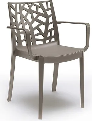 Produktbild von Leziter Trinity Kunststoff Gartenstuhl mit Armlehne Cappuccino