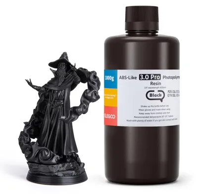 Produktbild von ELEGOO ABS-Like 3.0 Pro Resin Schwarz 1000g, Aufgerüstetes 3D-Drucker Harz für höhere Hitze- und Kratzfestigkeit, Kompatibel mit den meisten MSLA/LCD/DLP-Lichtaushärtungs-3D-Druckern – Größe 1kg
