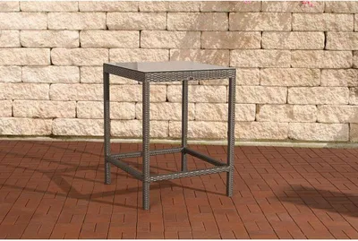 Produktbild von Outdoor Stehtisch Polyrattan Aluminium 84x84x110,5 cm mit 5mm Sicherheitsglasplatte