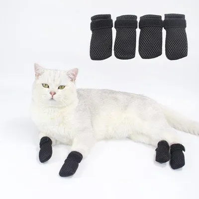 Produktbild von Anti-kras-Schuhe für Katzen und Hunde, antislip, verstelbare Mesh-Hüte, für kleine Hunde geeignet, Schutz für die Pfoten, schwarz, M