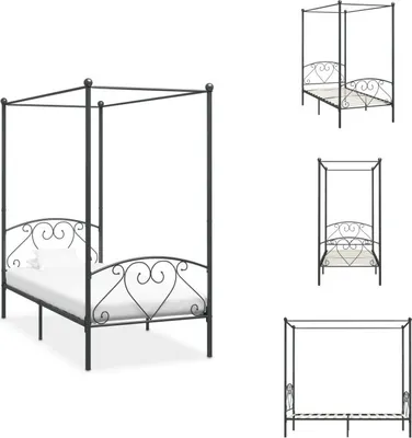 Produktbild von vidaXL Himmelbett-Gestell Grau Metall 120 x 200 cm -  Betten & Bettgestelle