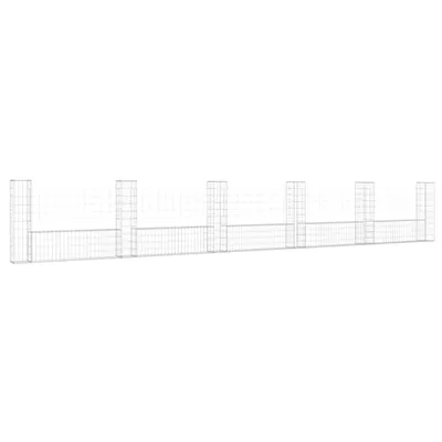 Produktbild von vidaXL Gabionenkorb U-Form mit 6 Säulen Eisen 620x20x100 cm