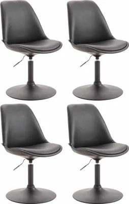 Image de CLP - Ensemble de 4 chaises de salle à manger Maverick, revêtues de similicuir, pivotantes et à dossier réglable en hauteur - Couleur : noir, couleur de la structure : noir